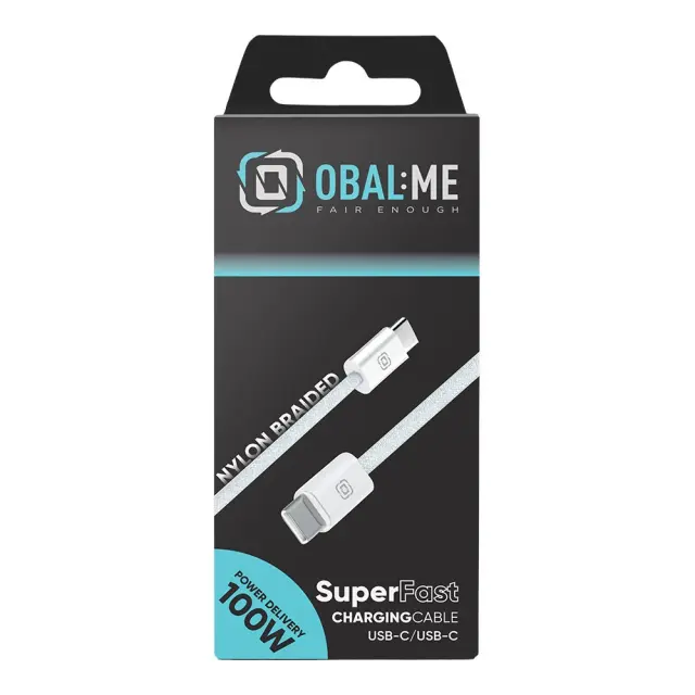 OBAL:ME Super Fast USB-C/USB-C Braided Cablel 100W 1m White 2