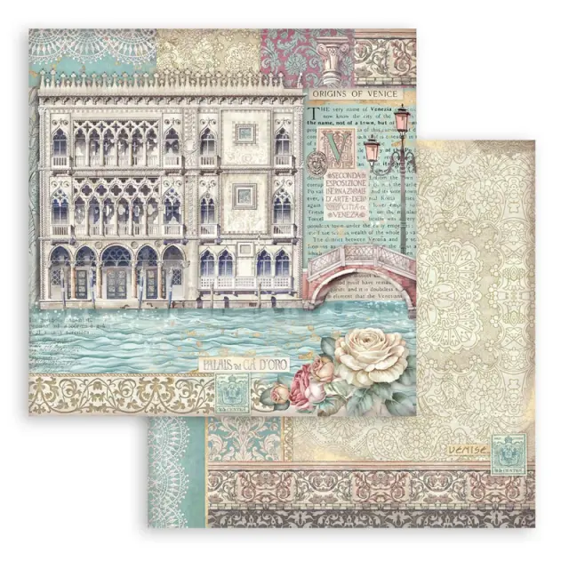 Χαρτιά scrapbooking 10τεμ, 20.3×20.3cm Stamperia, Venice City of Art 3