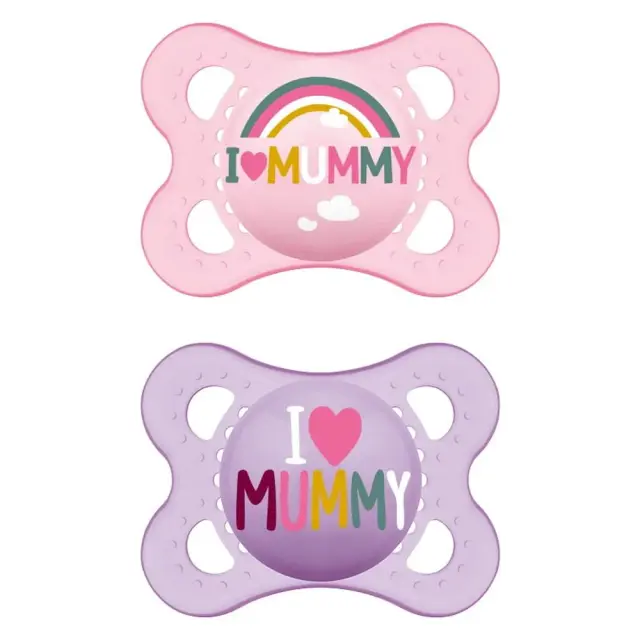 Mam Ορθοδοντικές Πιπίλες Σιλικόνης I Love Mummy Purple/Pink για 2-6 μηνών 2τμχ