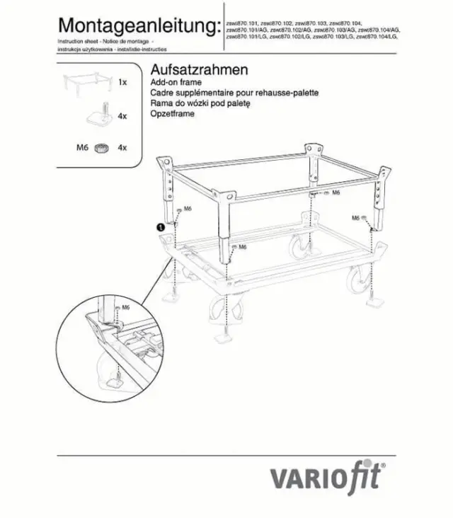 Variofit zsw-870.101/AG Πλαίσιο Πλατφόρμας Παλετών για Φορτίο Βάρους ως 1200kg 3
