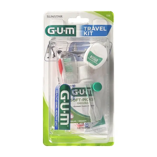 GUM Travel Kit Brush (156), Σετ Ταξιδιού με Οδοντόβουρτσα, Οδοντόκρεμα 12.5ml και Οδοντικό Νήμα 10m