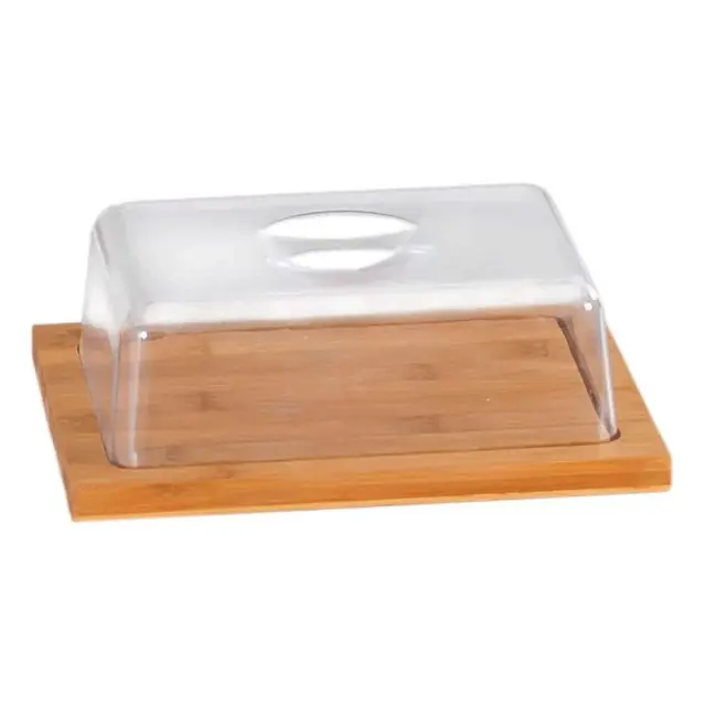 Kesper Natural-Clear Τυριέρα Μπαμπού Με Γυάλινο Καπάκι 25x20x8cm
