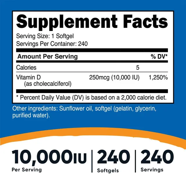 Nutricost Vitamin D3 10,000 IU 2