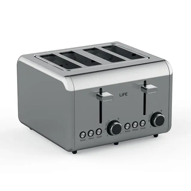 Αυτόματη ανοξείδωτη φρυγανιέρα 4 θέσεων, 1500W
