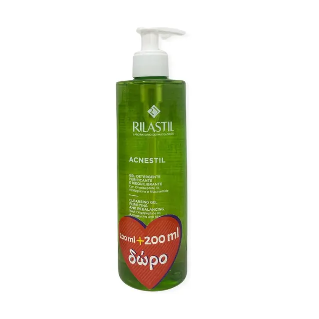 Rilastil Acnestil Cleansing Gel Τζελ Καθαρισμού Προσώπου για Λιπαρή Επιδερμίδα με Τάση Ακμής, 200ml + 200ml ΔΩΡΟ