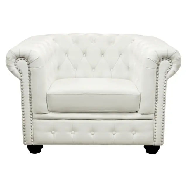 Πολυθρόνα T.CHESTERFIELD Polina PU λευκό ματ 110x90x73 εκ.