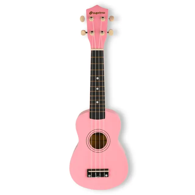 SUPRIMO UK21 SET PK soprano ukulele 21" pink wooden cover 3 picks spare strings tuner set for children learning to play