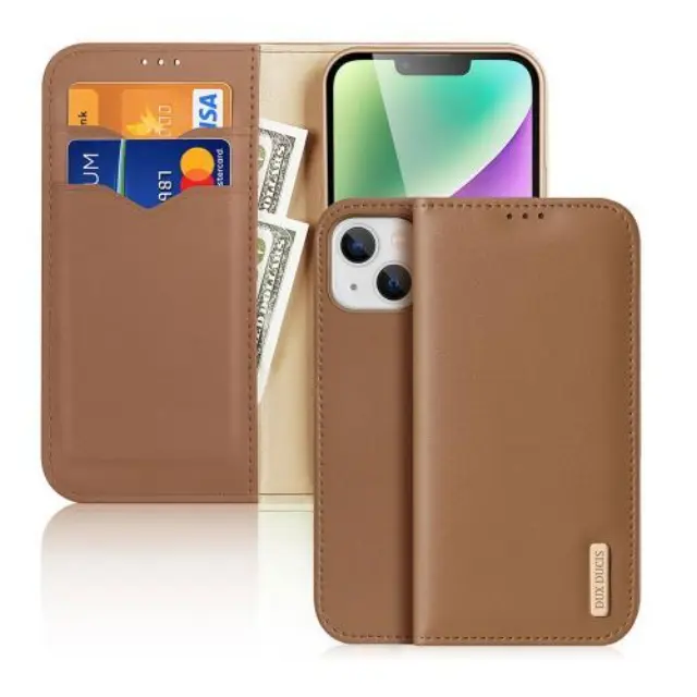 Θήκη Δερμάτινη Dux Ducis Apple iPhone 15 Plus Hivo RFID Wallet Καφέ N63041