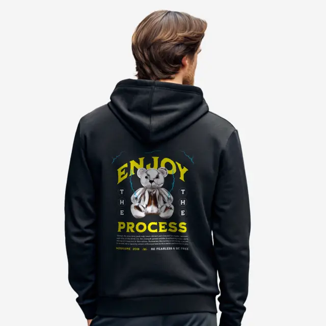 Φούτερ Noshame® Μαύρο με τύπωμα Teddy Enjoy the process - 512537 - XXL