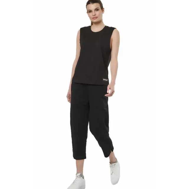 Body Action Women's Crop Wide-Leg Pants Μαύρο 021531-01 (Body Action) - Medium