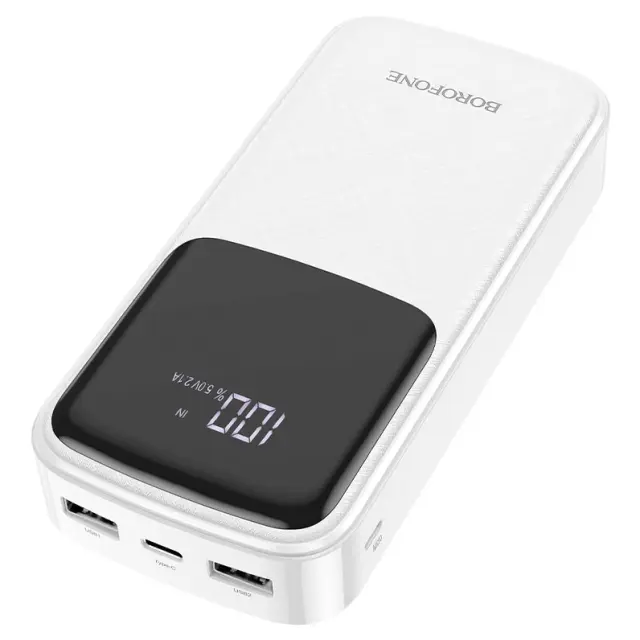 Borofone Power Bank 20000mAh με 2 Θύρες USB-Α Λευκό BJ17A