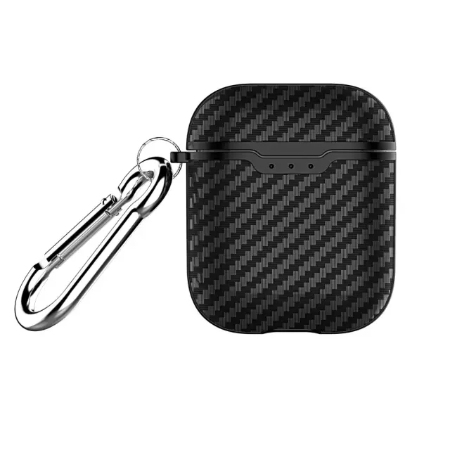 Προστατευτική Θήκη Σιλικόνης για Apple AirPods 1/2 Carbon Fiber Texture - Black OEM