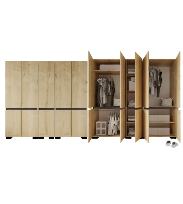 Ντουλάπα DREGEFA Sapphire Δρυς / Ανθρακί 225x52x212