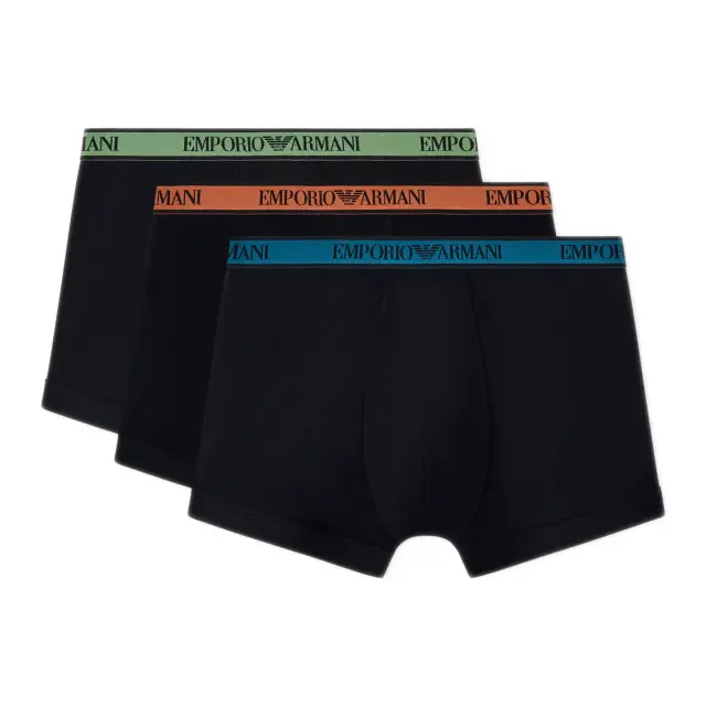 Emporio Armani Ανδρικό Boxer Logo Waistband - Τριπλό Πακέτο, Χρώμα Μαύρο-Μαύρο-Μαύρο