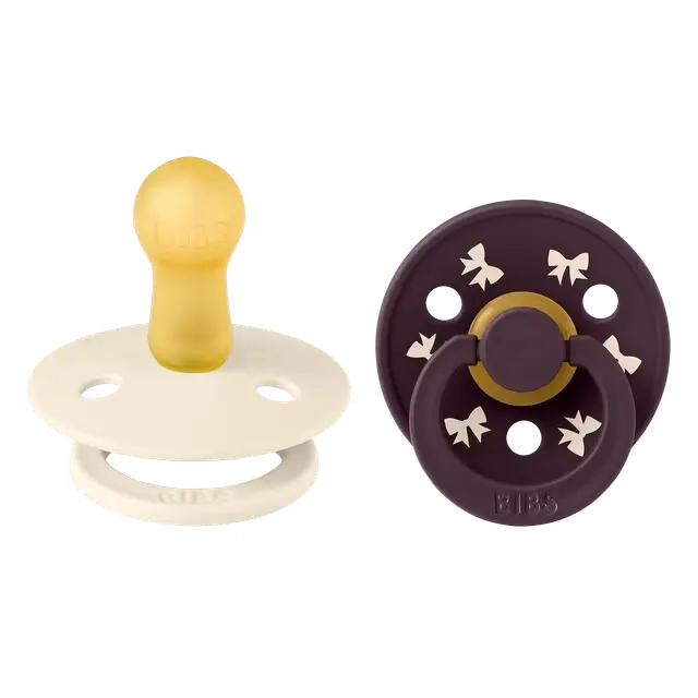 BIBS – COLOUR ΣΕΤ ΠΙΠΙΛΕΣ 2ΤΜΧ – HOLIDAY LEAF IVORY/PLUM – ΣΤΡΟΓΓΥΛΗ No1 2