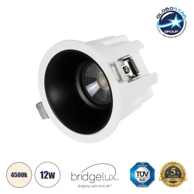 Χωνευτό LED Downlight 12W 4500K 1380lm IP65 GLOBOSTAR DUSTY 60340 Άσπρο Άσπρο/Μαύρο Μαύρο 2