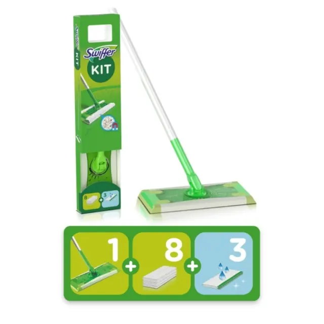 Swiffer Sweeper Starter Κιτ Με 1 Σκούπα, 3 Υγρά Πανάκια & 8 Στεγνά Πανάκια