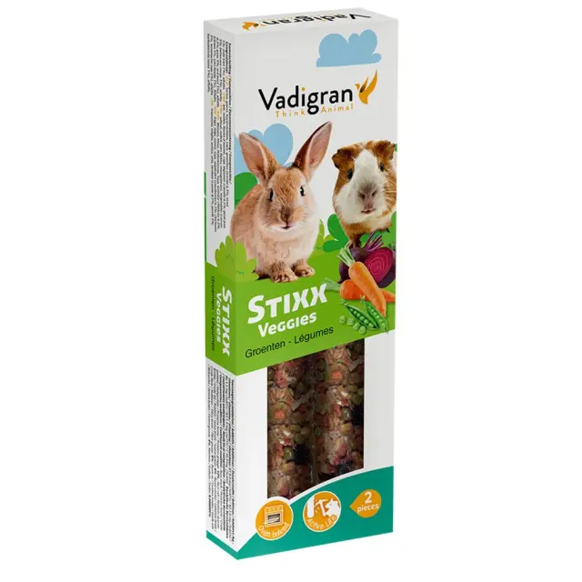Vadigran Stixx Rabbit & Guinea Pig Veggies Στικς για Κουνέλια & Ινδικά Χοιρίδια με Λαχανικά & Φρούτα 2τμχ 120gr