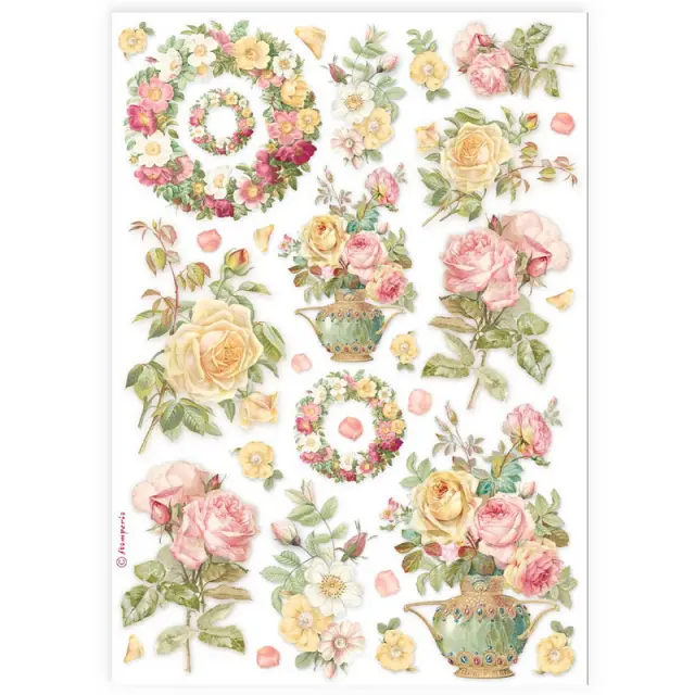Ριζόχαρτο ντεκουπάζ Stamperia 21x29cm A4, Garland and roses