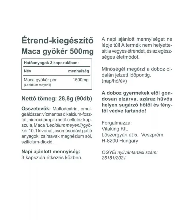 Vitaking Maca 500 mg 90 Capsules 2
