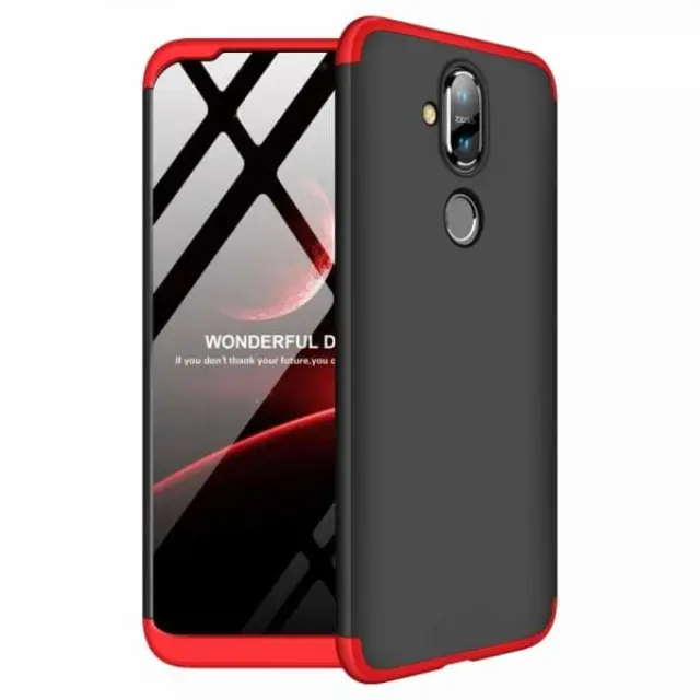 GKK® 360 Προστατευτική Θήκη για Νokia 8.1/ X7- Μαυρη-Κόκκινη