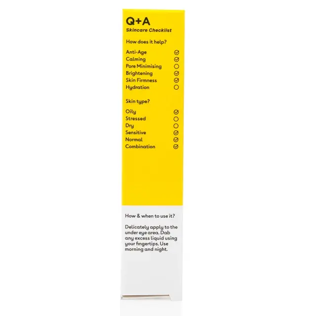 Q+A Caffeine Eye Serum Ορός ματιών με καφεΐνη που μειώνει τις σακούλες και τους μαύρους κύκλους 15ml 2