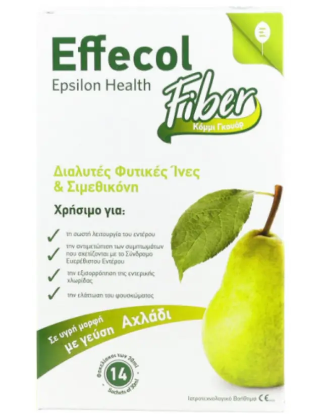 Epsilon Health Effecol Fiber 14 Φακελάκια - Διαλύτες Φυτικές Ινες & Σιμεθικόνη Με Γεύση Αχλάδι 2