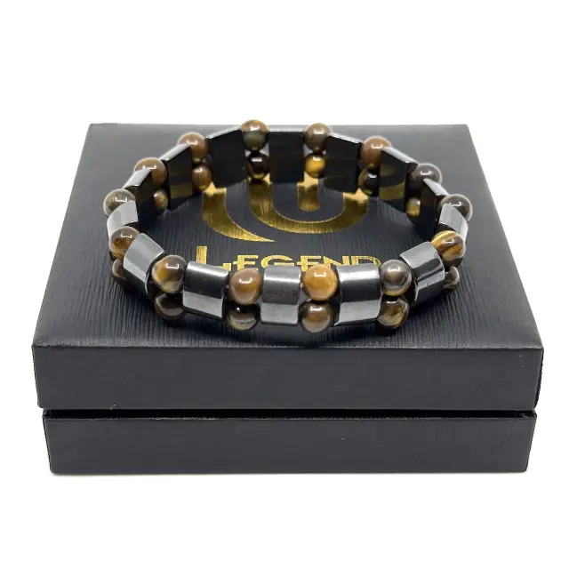 Tiger Eye Stone Ελαστικό Βραχιόλι με Ατσάλι 2