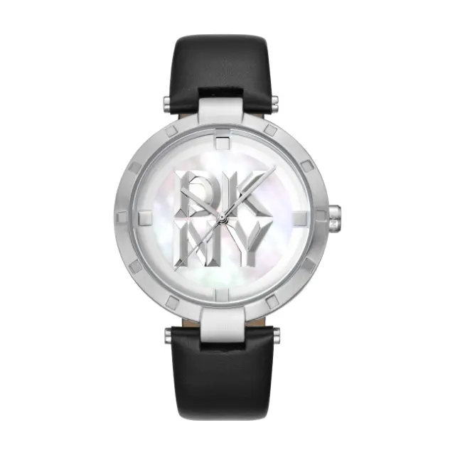 DKNY Essential Logo, Women's Watch, Black Leather Strap DK1L041L0015