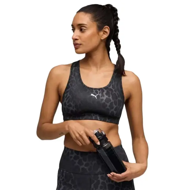 Puma Women's 4Keeps Spotted Haze Mid Bra Μαύρο 528511-01 (Puma) - Large