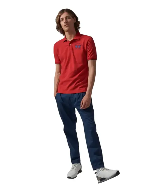 La Martina - Ανδρικό Κοντομάνικο Polo Regular Fit CCMP01-PK001-06008 Κόκκινο - L 2