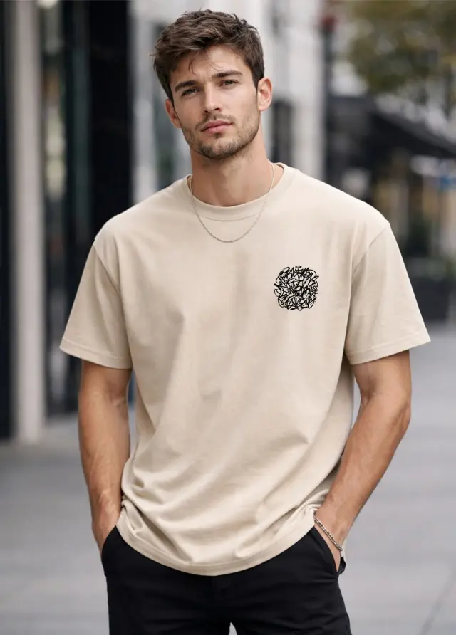 T-shirt Noshame® Oversized Μπεζ με τύπωμα - 152649 - XXL 2