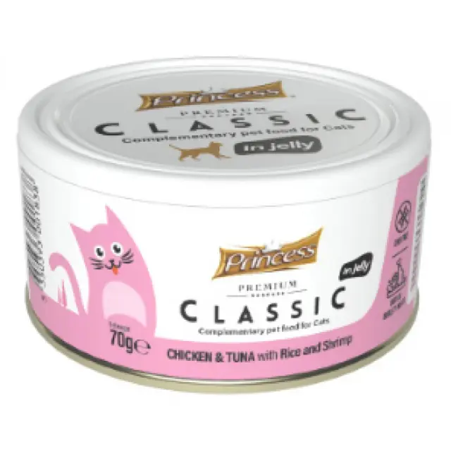 Princess Premium Classic Κονσέρβα Γάτας με Τόνο, Κοτόπουλο, Γαρίδα & Ρύζι 70gr