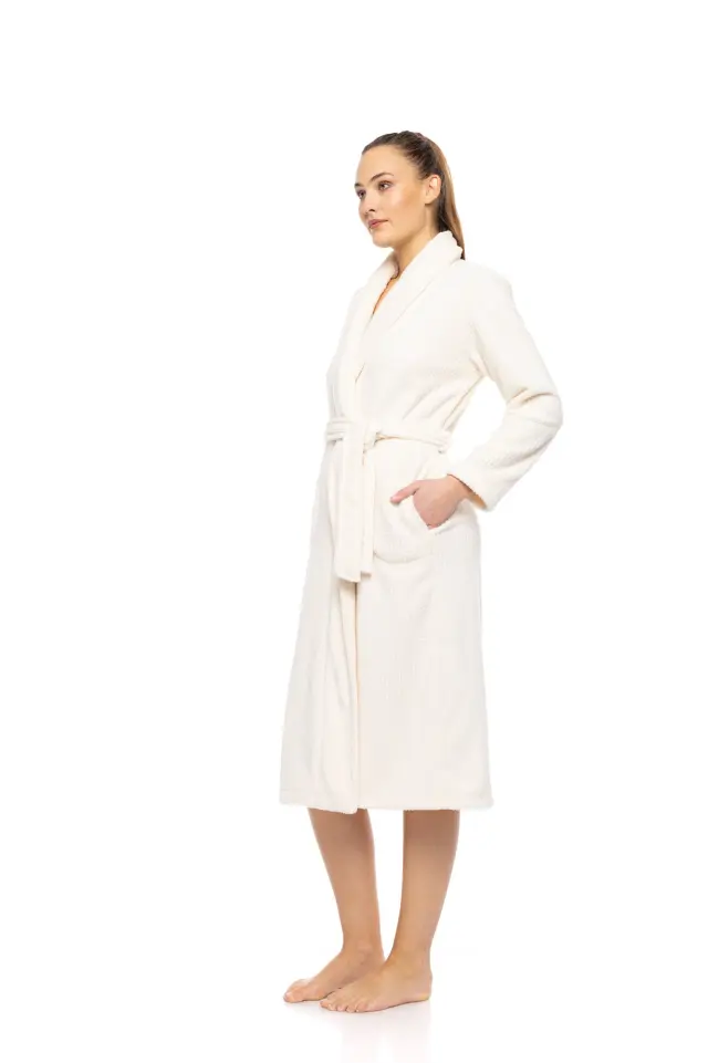 W1880 - Yacht Blue - ROBE LONG FLEECE STRIPE - S 2