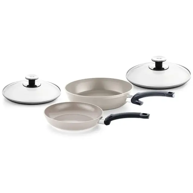 Fissler Τηγάνια Ceratal® Comfort 28cm & Classic 24cm Αντικολλητικά με Γυάλινα Καπάκια Σετ 4τμχ