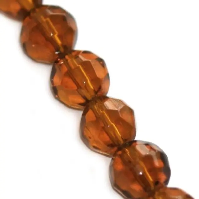 Χάντρα Γυάλινη Faceted Round Brown Ø8mm ~40τεμ