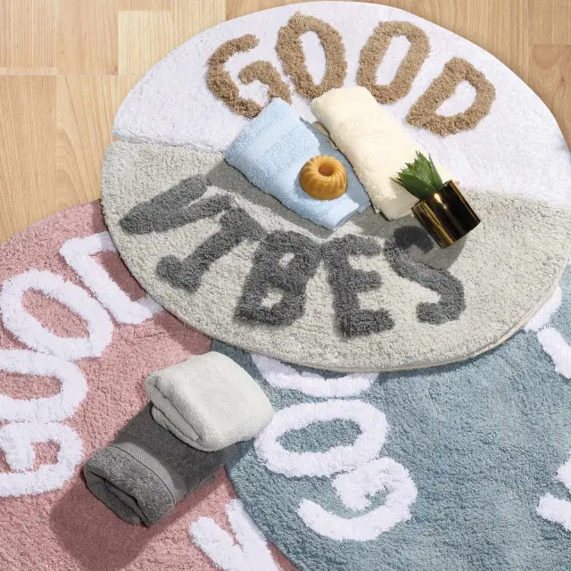 Πατάκι Μπάνιου Φ60 Cotton Das Home 0680 Γαλάζιο-Λευκό 2