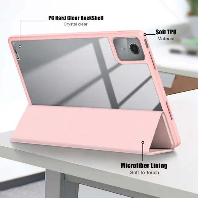 Acrylic Tri-Fold Smart Θήκη για Lenovo M11- Pink OEM 3