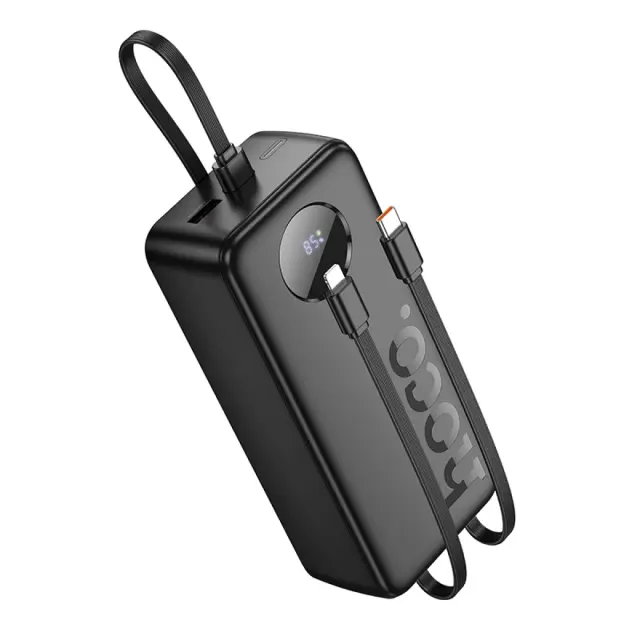 Hoco Power Bank 20000mAh με 2 Eνσωματωμένα Καλώδια Φόρτισης και Θύρες USB-A, USB-C Μαύρο J132B