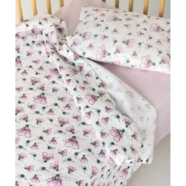 Κουβέρτα Κούνιας kentia Alima White-Pink-Green 100x140 2