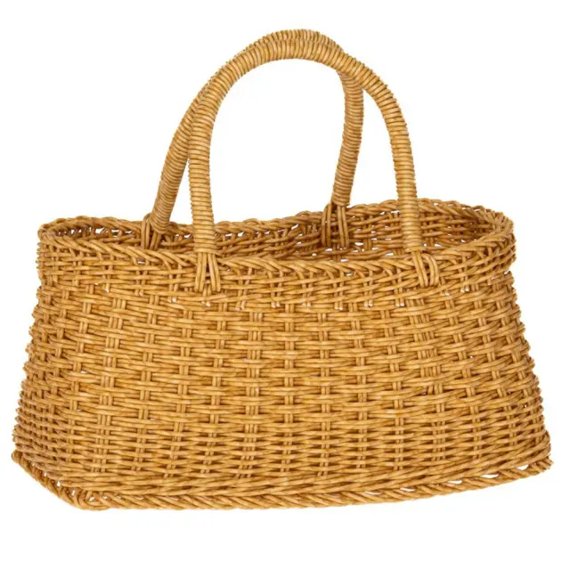 Καλάθι με χερούλια κρεμ rattan πλαστ 30x15, 5x15cm Iliadis 85955