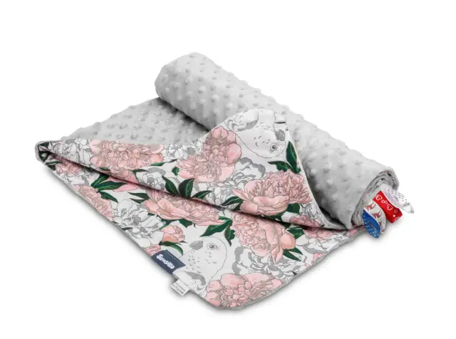 Κουβερτούλα Ελαφριά 100x75cm Minky Sensillo Flowers Grey 4310 2