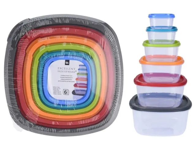 Σετ Δοχεία Αποθήκευσης Τροφίμων Excellent Houseware με χωρητικότητες 225ml, 375ml, 650ml, 1125ml, 1.9L, 3.2L - 6 τεμάχια 911000150 2