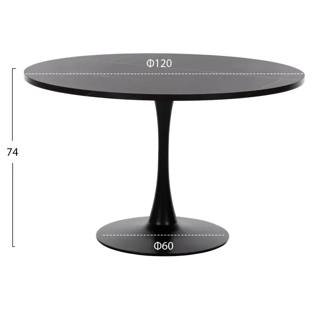 ΤΡΑΠΕΖΙ ΤΡΑΠΕΖΑΡΙΑΣ FB99422.12 ΣΤΡΟΓΓΥΛΟ BLACK MARBLE Φ120x74Yεκ. 2