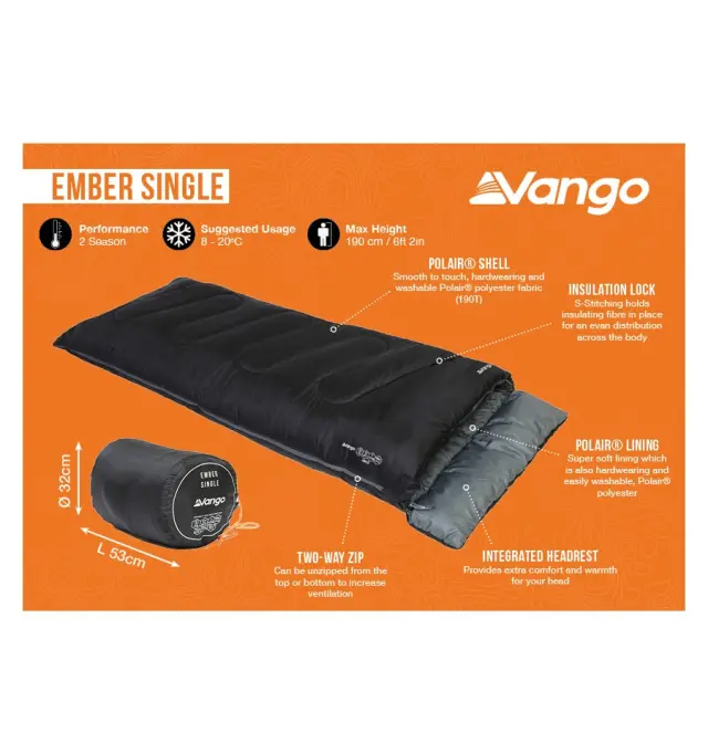 Υπνόσακος VANGO EMBER MINERAL 8-20°C Πράσινο 190cm 3