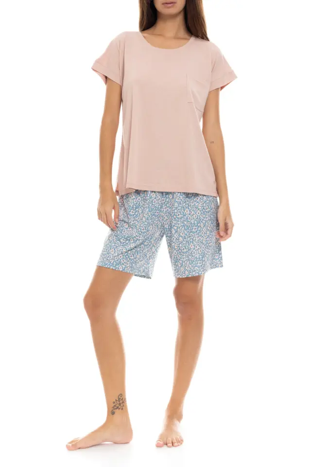 S1411 - Type - PYJAMA SHORTS BLUE FLOWER - S