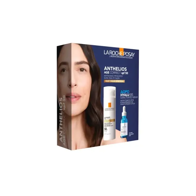 La Roche-Posay Promo Αnthelios Age Correct SPF50, Πακέτο Αντηλιακή Κρέμα Κατά της Φωτογήρανσης & Δώρο Hyalu B5 Ορός Προσώπου 10ml, 1σετ