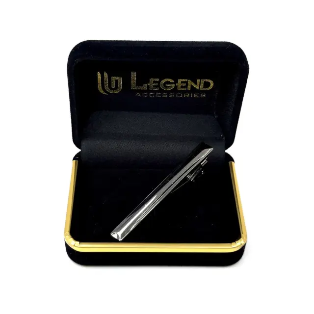 Ασημί Κλιπ Γραβάτας 6 cm με Σμάλτο – LGD-TC-129/6CM