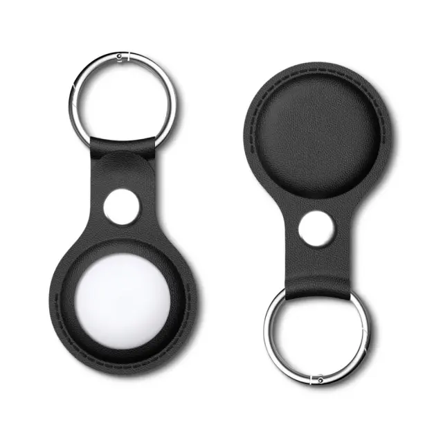 Θήκη Δερματίνης για Airtag με Κρίκο Μπρελόκ - Black OEM