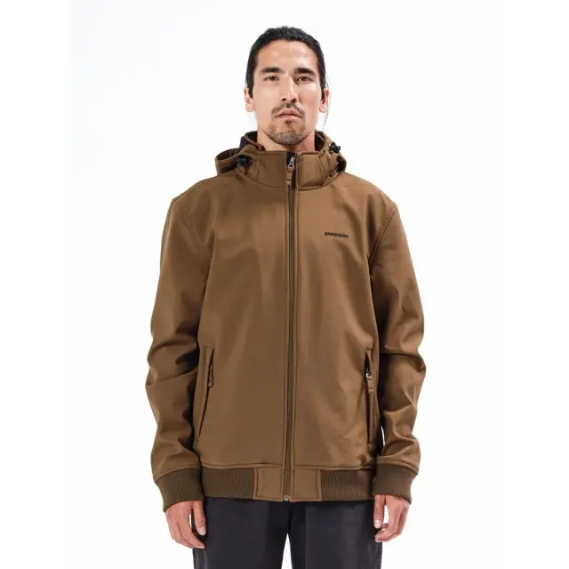 Emerson Men's Soft Shell Rib Jkt, Det/ble Hood (20-212.EM11.08-BD OLIVE) - Λαδί